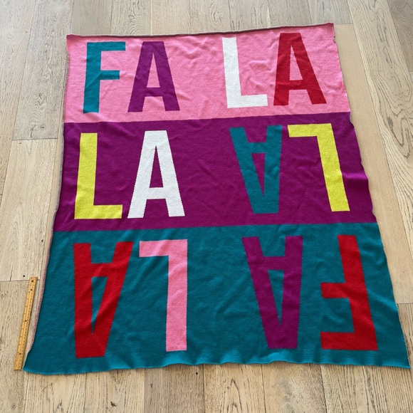Anthropologie “Fa La La” Multi-color Holiday Throw 🎄 - Picture 3 of 4